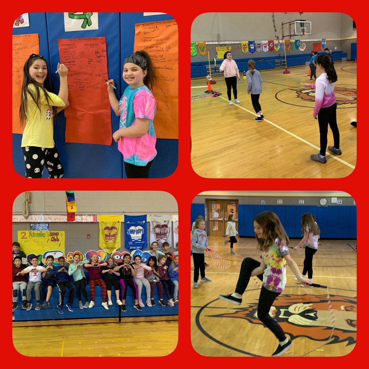 Kids Heart Challenge 2020. Jump &amp; jog, jump rope ninja’s ⁦<a href="/pe4everykid/">Mike Graham</a>⁩ match me if u can ⁦<a href="/OPENPhysEd/">OPEN Phys Ed</a>⁩ long rope skills, &amp; 6 stations: trampolines, jump flags, skip-it, hoops, twirl n’ jump sticks, &amp; hoop jumpers. Plenty of exercise while raising $ for a great cause.