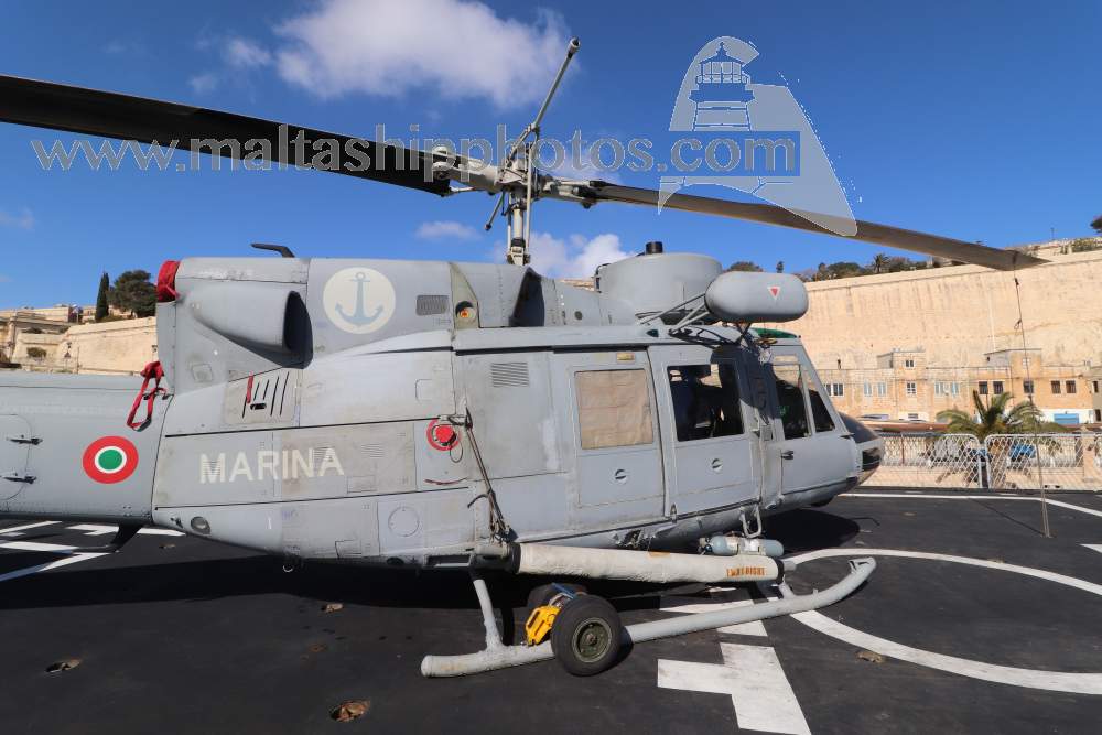 Shipguru's tweet photo. #Marinamilitareitaliana #MM81378_7_58 #AB212ASW #helicopter #embarked on #OPV #P403 #ITS #SPICA at #VallettaCruisePort, #Malta - 14.02.2020 - https://t.co/nfgboxc3g3 @ItalianNavy https://t.co/lPpgxG2UfJ
