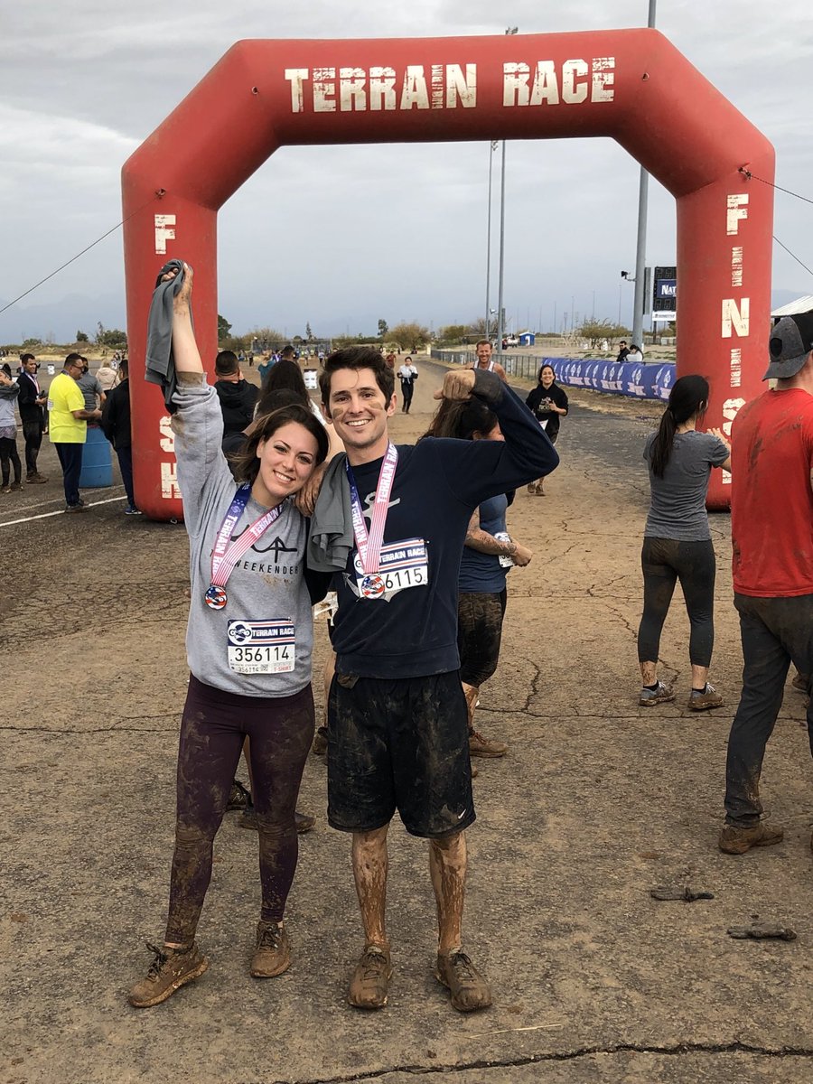 What a way to start the day - finishing a muddy, 5k terrain race with my one and only ☺️ <a href="/PriscillaCasper/">Priscilla Casper</a>