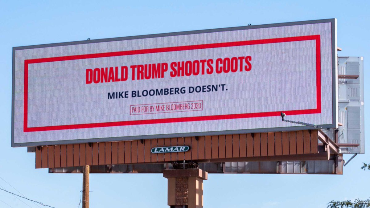 CyrusBaird's tweet photo. Wow.

Bloomberg really trying to go after the duck hunting vote. Ramping up billboards all over the Atlantic flyaway with stuff like this.

Trump has to respond to this, right? https://t.co/2ucwLIcu9Q