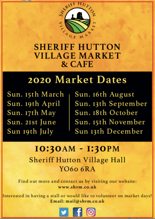 SheriffMarket's tweet photo. A huge thank you to all our visitors, stallholders and volunteers who made our first year of markets such a success. Our market cafe alone raised over £5000 for village groups! We're back for our first 2020 market on Sunday 15th March and look forward to welcoming you all again. https://t.co/Dw6YcGtgv7