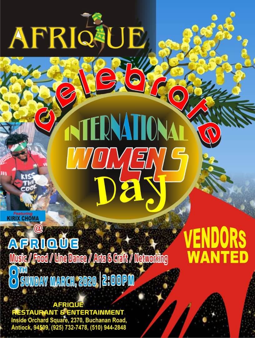 Afrique_Rest's tweet photo. Celebrate International Women's Day at Afrique Restaurant.
Sunday, March 8, 2020 - 2 PM
Music - Food - Line Dance - Arts &amp; Craft - Networking
Featuring: Kirex Choma - BBQ King
Come - Join the Fun! We'll welcome you at 2 PM
See: https://t.co/uOPgyiKRCg https://t.co/4lzxzelmn7