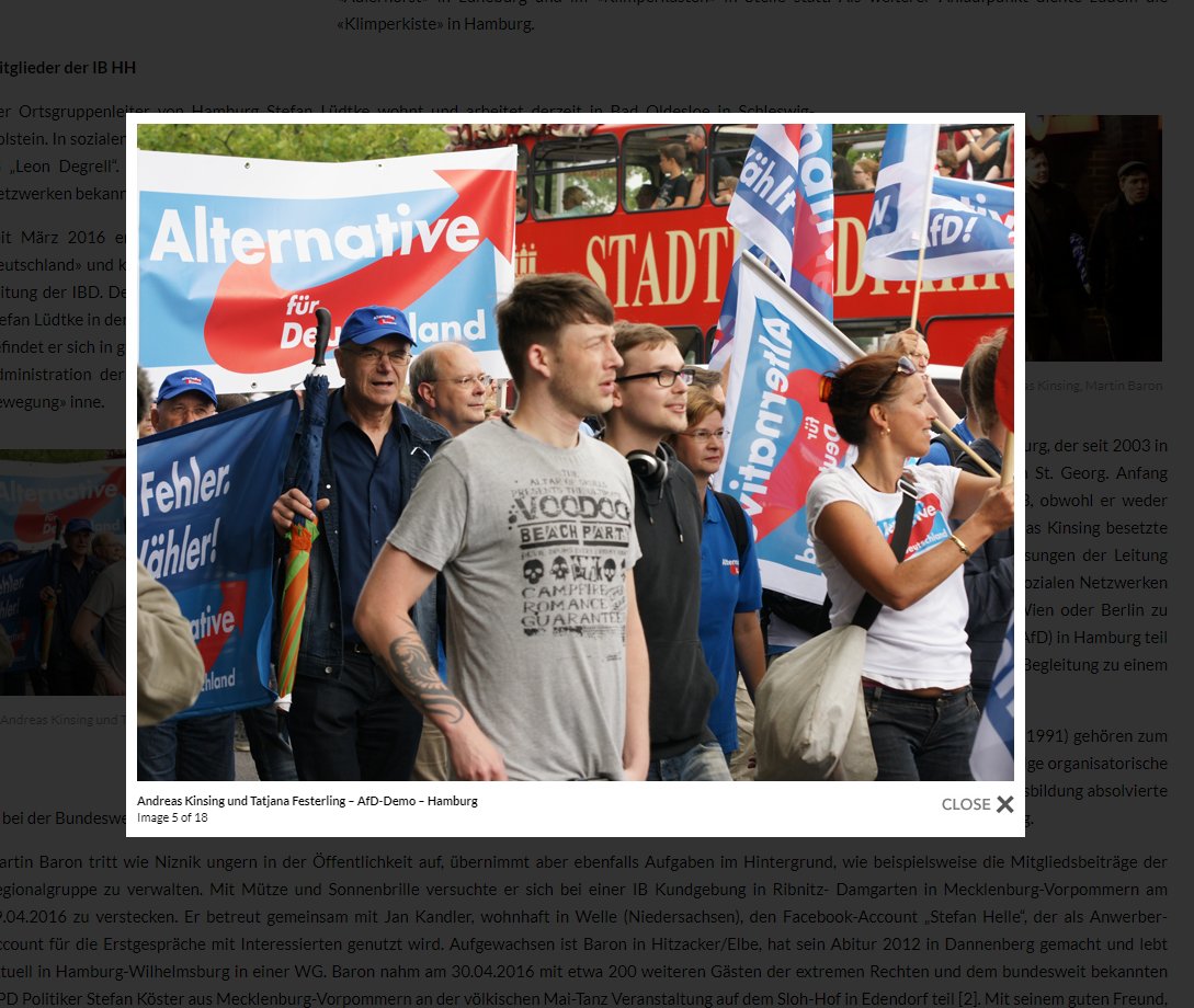 SvenIsHell's tweet photo. Eine @ExifRecherche über "IB"-Strukturen in Norddeutschland, in der auch T. #Festerling auftaucht (auf dem Bild trägt sie ein AfD-Shirt): https://t.co/cfq4Kk7tof
#noIB #noafd #recherche https://t.co/aUtHxJL18U