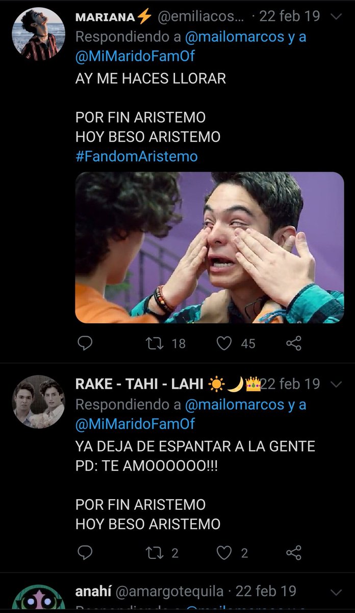Rake_CRFRRGR's tweet photo. 8:37 pm
Nuevo twitt de mailo expresaba lo feliz y agradecido que estaba de nosotros.
Por primera vez se usaba el #FandomAristemo
#Aristemo
#EmilioOsorio
#JoaquinBondoni https://t.co/WrQKuLvQM2