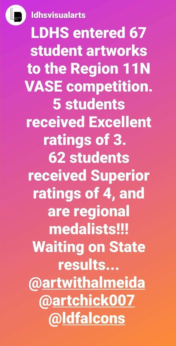 LDHSVisualArts's tweet photo. @LakeDallasISD @LakeDallasHigh @TXarted #districtofdistinction #WeAreLD #falconproud #region11N #VASE #VASE2020 https://t.co/1YWnAiGE4O