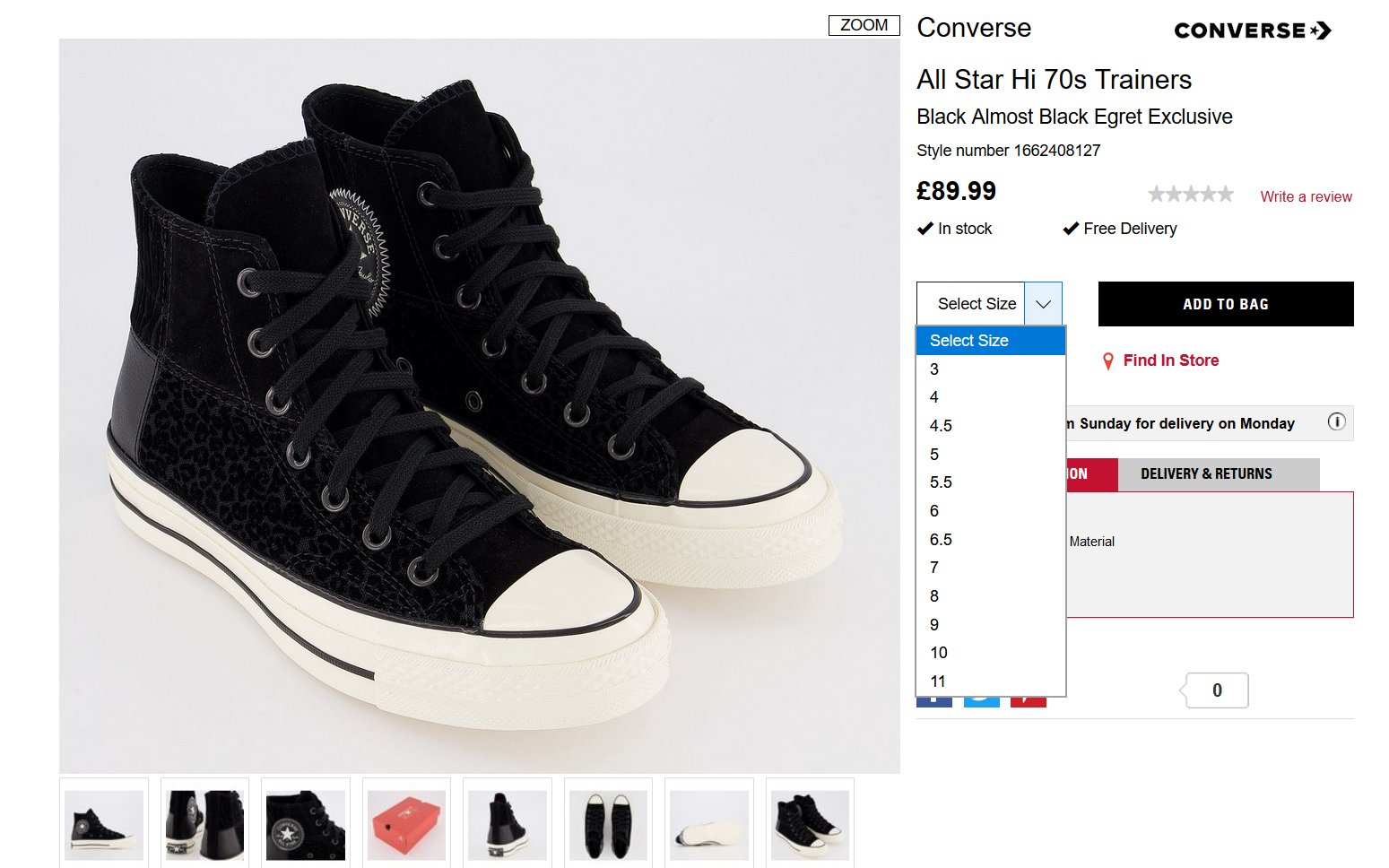 all star hi 70s trainers black white black exclusive