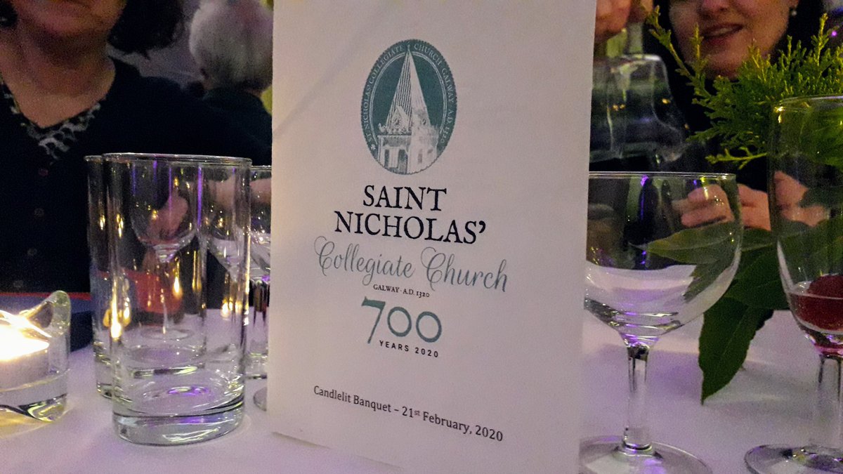 StNicholas1320's tweet photo. The 700th Anniversary Celebrations continue! Some pics from @StNicholas1320 beautiful Candlelit Banquet last night. Thanks to our friends @gwy_earlymusic and #TheGalwayTenors for the superb entertainment! #StNicholas700 💚 #Galway https://t.co/VByg3mI2IY