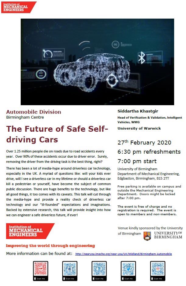 OmidDoustdar's tweet photo. Thursday 27th February - The Future of Safe Delf driving cars @SchoolofEng_UoB @eps_unibham @IMechEevents https://t.co/BfxJOpd0jO