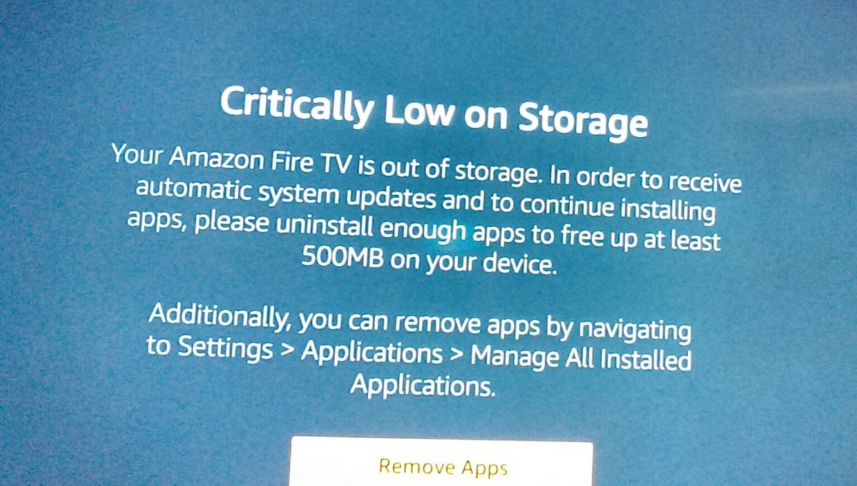 Love_From_Twits's tweet image. @amazonfiretv PLEASE explain why I keep getting this message in my tv every 2 mins when I have plenty of storage space?

#WorstTvEver
