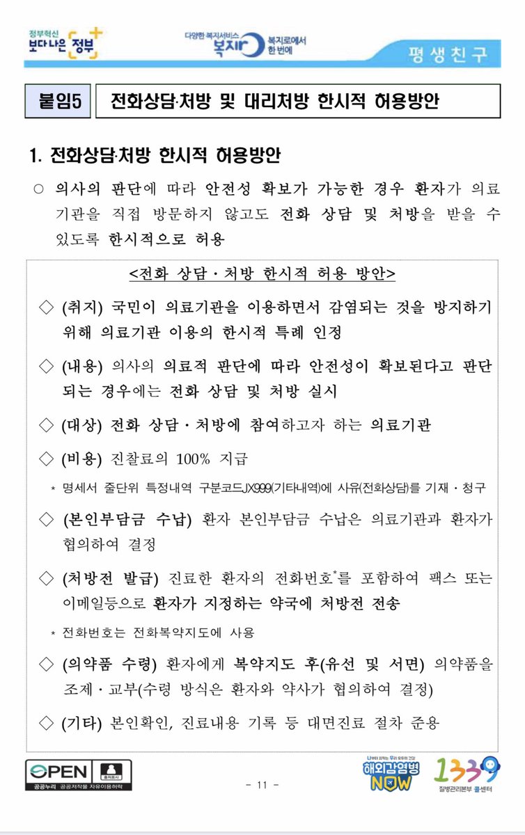 parocom's tweet image. #코로나19
전화상담 처방 및 대리처방 한시적 허용방안 발표 (2.22.)