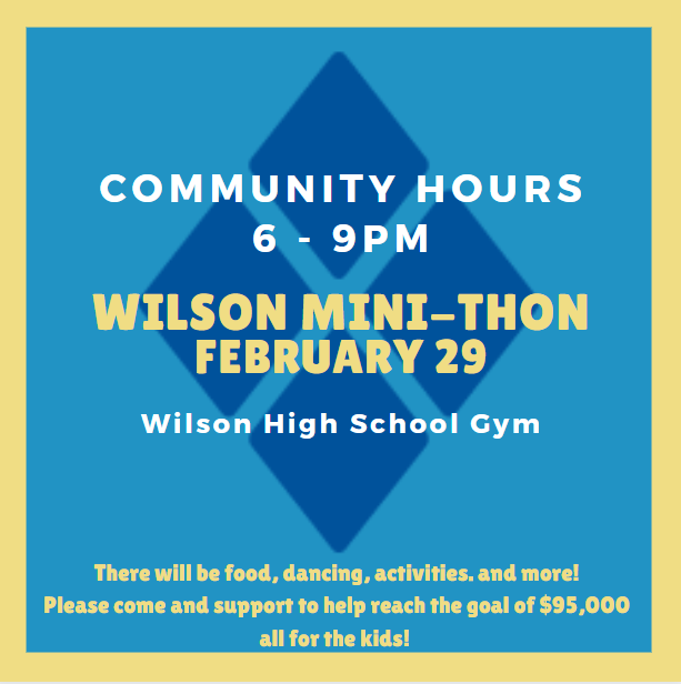 WilsonSchlDist's tweet photo. Wilson Mini-THON is already next weekend! Last year, with the help of the community, Wilson Mini-THON helped raise $93,047.38! This year our goal is to raise $95,000 All For The Kids! The community hours are from 6 to 9 pm on February 29.  #FTK #WilsonSD #WilsonEmpowered https://t.co/UXFvrZPaS6