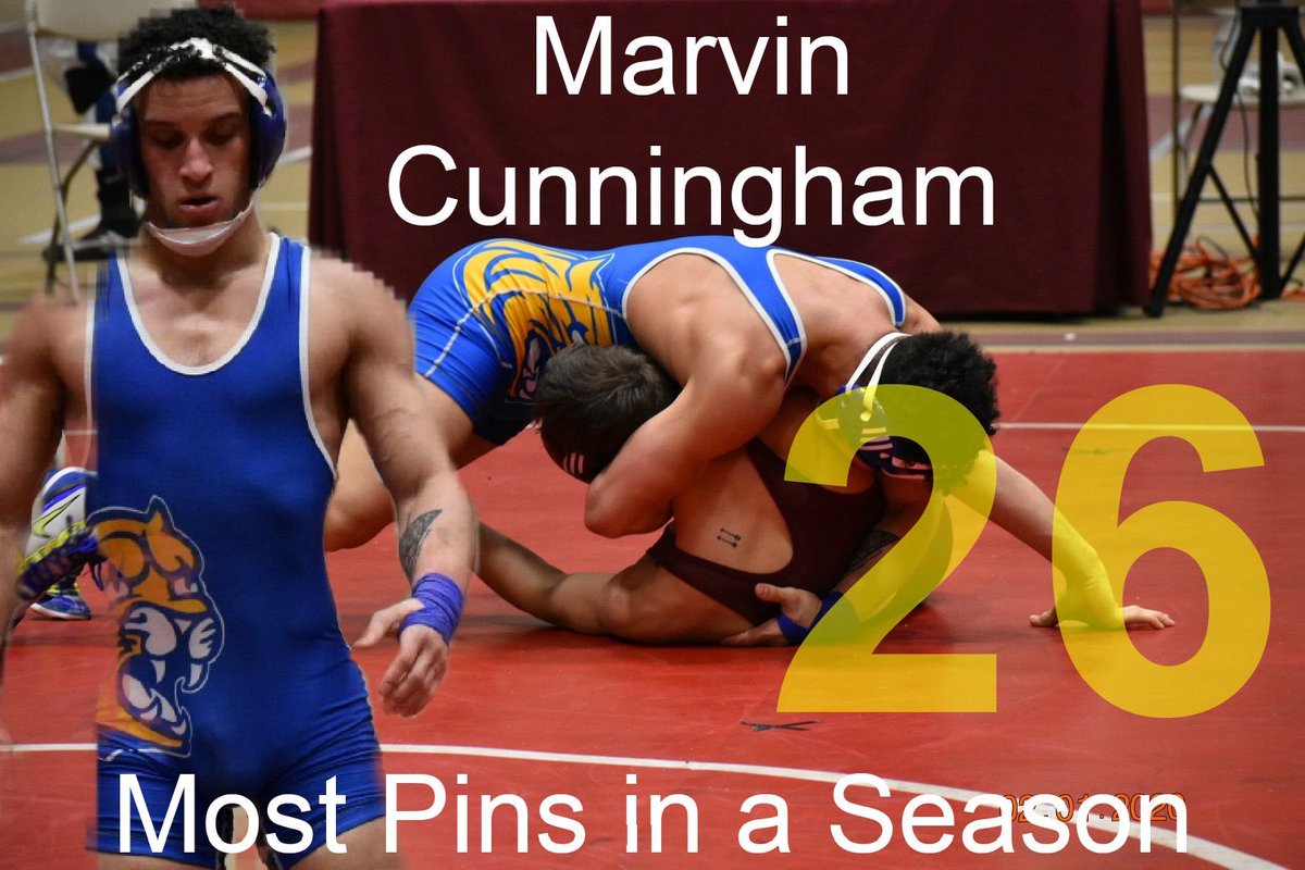 JWUWRESTLING's tweet photo. And a New Record goes down at JWU!!! Marvin Cunningham just hit 26 Pins in a season to surpass Colin Lenhardt record of 25. Congratulations to this Senior!!! #NewRecord #PinKing #Breaking25 @marvinrc2012 https://t.co/fXPfT0IzEM