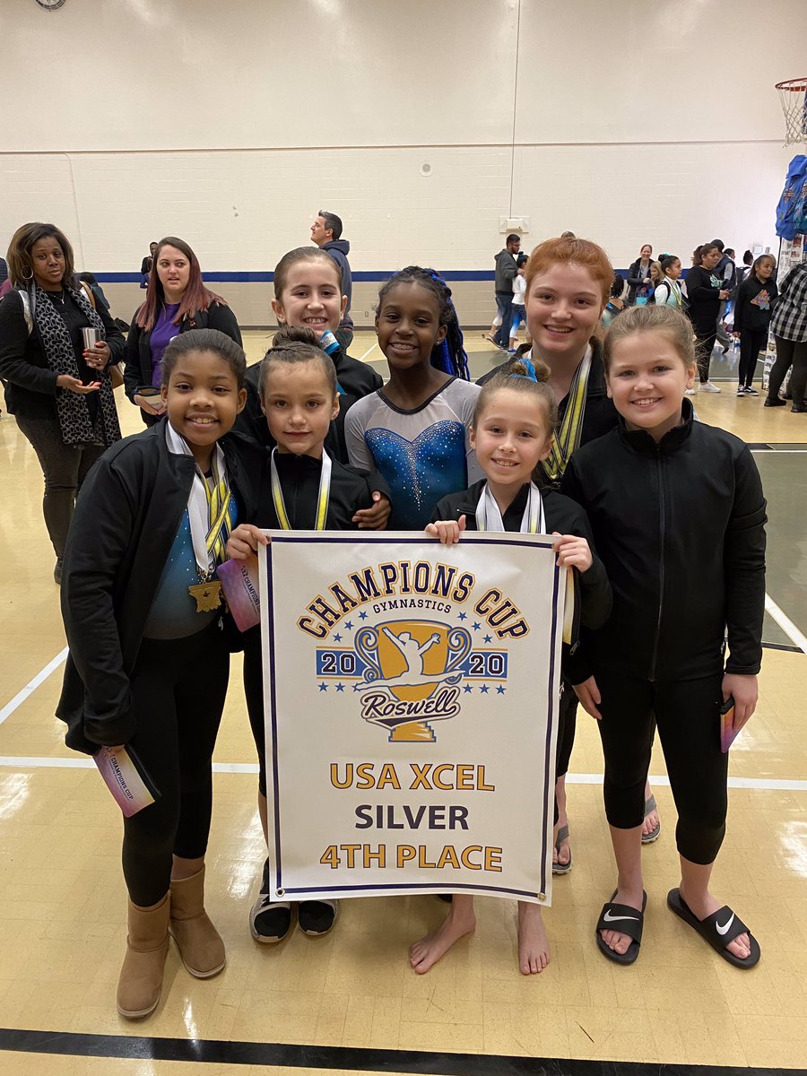 jkite12's tweet photo. So proud of these girls today! They competed and fought through some difficult judges and tough scoring to finish 4th overall as a team! Go GU Xcel Silver! 🤸‍♀️😁🤸‍♀️ https://t.co/MrdWnlBfKu
