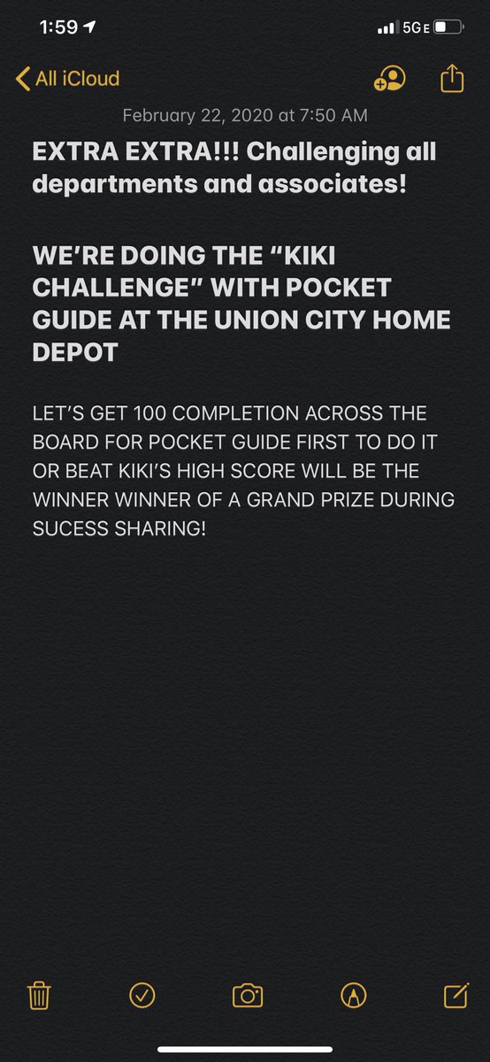 Cerene Jae Diaz SSS (@cerenethdiaz) on Twitter photo ATTN!!!!! We’re doing the “Kiki Challenge” at the Union City Home Depot! Getting everyone excited about pocket guide and getting 100% completion across the board and having fun while doing so! Go Kiki for setting the bar high! @johnathonbrow19 @danhoe19 <a href="/ArtHorace/">Arthur Horace</a> <a href="/CLezadaTHD/">Chris Lezada</a> ATTN!!!!! We’re doing the “Kiki Challenge” at the Union City Home Depot! Getting everyone excited about pocket guide and getting 100% completion across the board and having fun while doing so! Go Kiki for setting the bar high! @johnathonbrow19 @danhoe19 <a href="/ArtHorace/">Arthur Horace</a> <a href="/CLezadaTHD/">Chris Lezada</a>