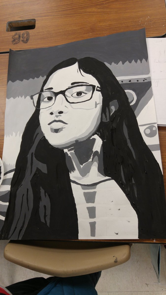 Mengelart's tweet photo. Self portraits are rockin' this week at CMS!  Great job!  #ComalFineArts #makeithappen @CMSJagPrincipal. @schumanncarla1 https://t.co/0JTD1r378Z