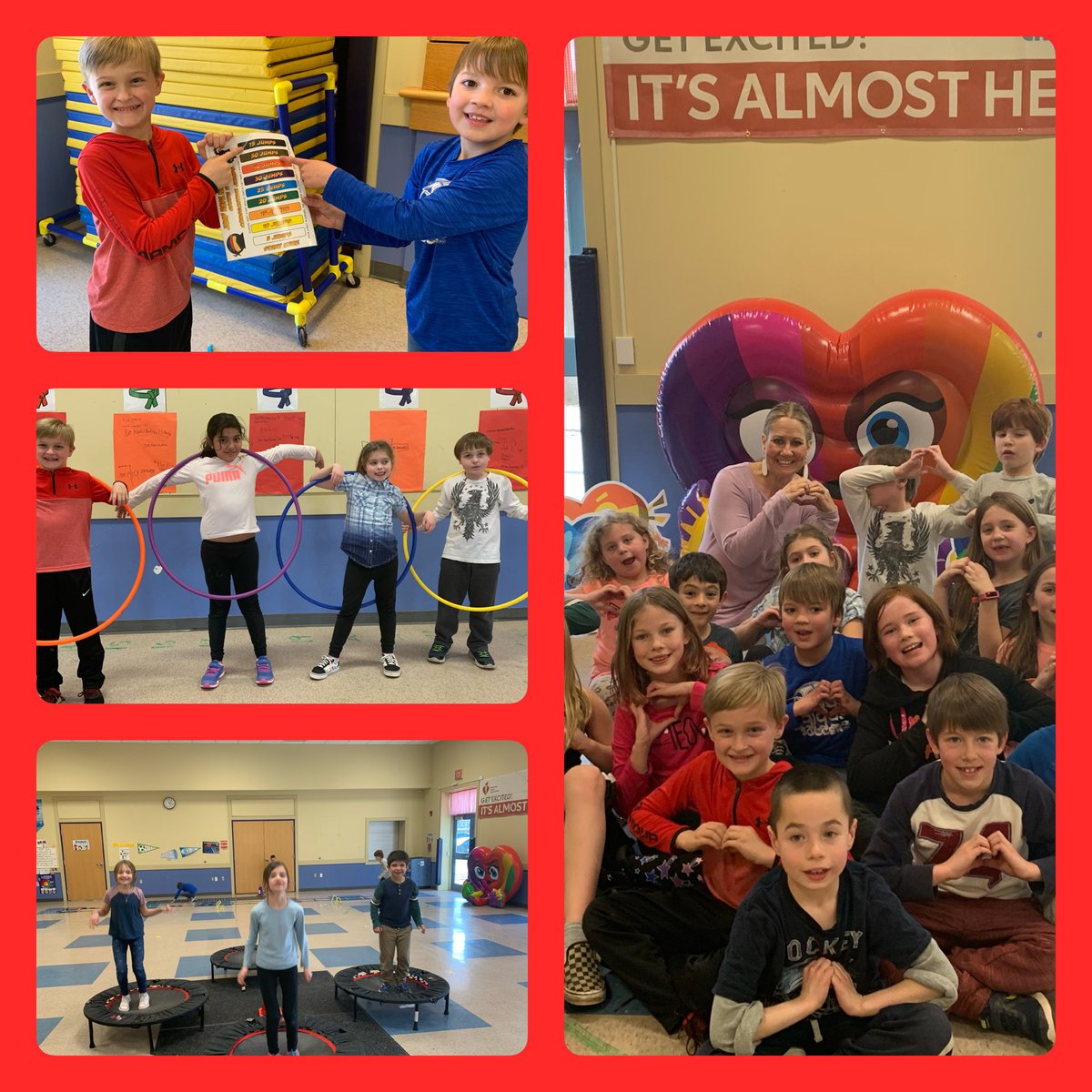 2Z working on Jump Rope Ninja’s &amp; station work during Kids Heart Challenge this week! So proud of S’s for making the connection in health learning all about the cardiovascular system and getting active in PE. Ur ❤️ is ur #1 fan! 💪. ⁦@NHS_LES⁩ ⁦<a href="/American_Heart/">American Heart Association</a>⁩