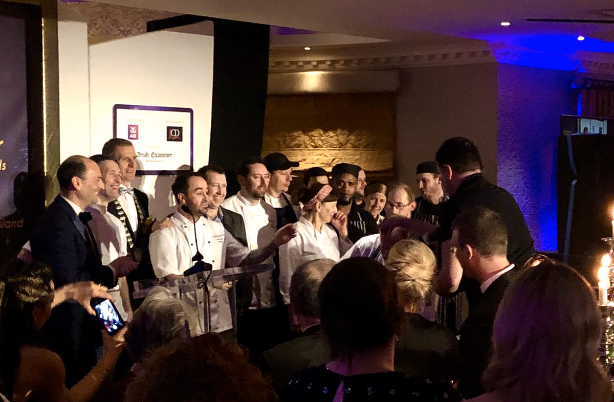 TheOliverPlunk's tweet photo. Sometimes the best moments are just Candid. Thank you to all the talented chefs. Absolutely delicious. We are so lucky to be spoilt here in Cork with the Best of the Best👌🏼 #ChefsOfCork #TasteTheIsland #CBAawards Buu most of all #GreenImage quality ☘️ https://t.co/jJ34G9AKtx