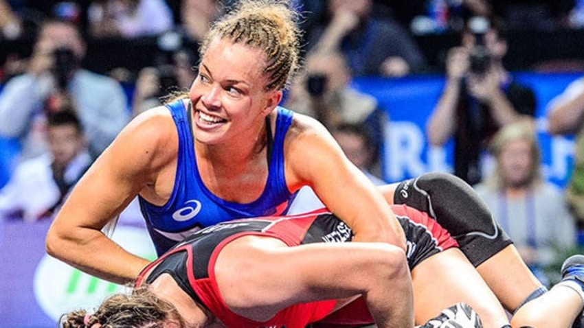 trackwrestling's tweet photo. “Wrestling and life are tough sometimes. Wrestling doesn’t give you any opportunities to feel sorry for yourself. If you want to win the game you’re going to have to be strong and you’ll have to endure and be resilient.” -Leigh Jaynes, 2015 World Bronze medalist https://t.co/eAVpvA7B6q