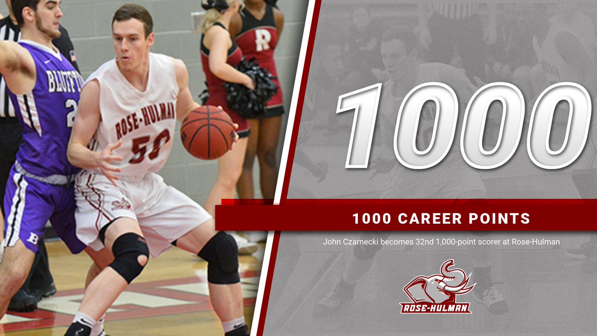 rhitsports's tweet photo. MBB: 1000-POINT CLUB for John Czarnecki!  John becomes the 32nd Rose-Hulman Fightin' Engineer men's basketball player to reach the 1,000-point mark in Saturday's game at Hanover.

Congratulations John on this historic achievement!  #GoRose https://t.co/TREK3rPlCI