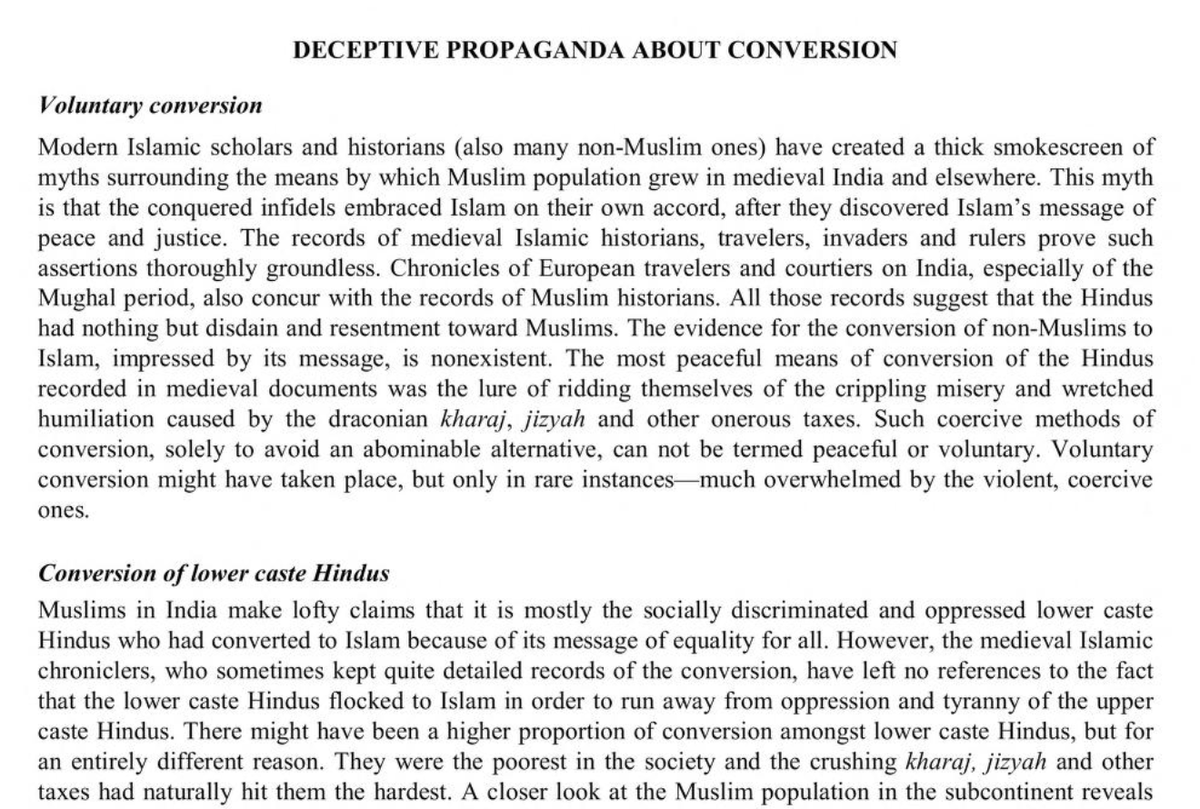 Reality on Voluntary Conversion and Mass Conversion of Low Caste Hindus. The fact that 70% of India's lower class still remaining Hindu rules out the fact that the 'superior' message of Islam left any meaningful impression. Somewhat higher frequency is due to tax burdens on LC H.