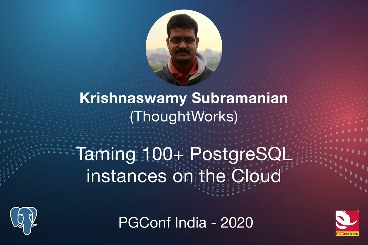 Krishnaswamy Subramanian from <a href="/thoughtworks/">Thoughtworks</a> will share his experience of running and managing 100+ #PostgreSQL instances across multiple environments at <a href="/PGConfIndia/">PostgreSQL India</a> - the Postgresql Conference. Register at pgconf.in to catch this talk.
#conferences #pgconfindia