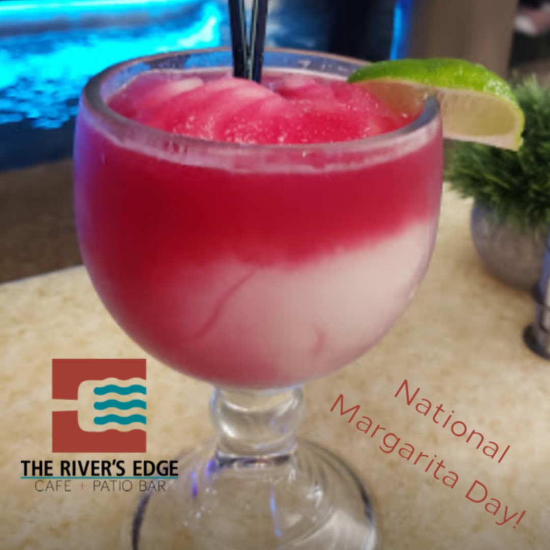 RiversEdgeSA's tweet photo. Happy #NationalMargaritaDay! Enjoy a Prickly Pear Margarita on our patio or indoor seating. Many more delicious flavors available. Happy hour 12noon-6pm Open until 11PM. River level Hilton Palacio del Rio (San Antonio River Walk) 
#RiversEdgeSA #RESA #Margaritas https://t.co/xfSXUbnZ7B