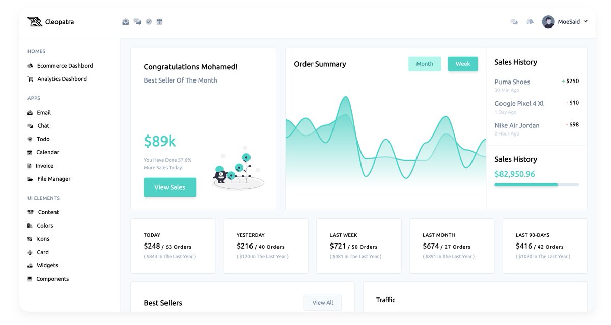 last updated on Cleopatra admin Template, Ecommerce Dashboard is good to go, feel free to check the code, project under MIT 
building with <a href="/tailwindcss/">Tailwind CSS</a> , #tailwindcss #css #html #gulp
github.com/moesaid/cleopa…