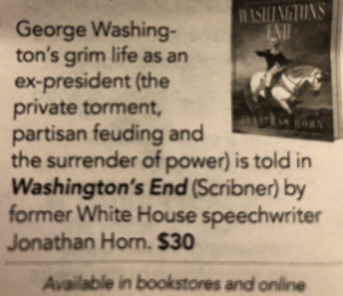 TeviTroy's tweet photo. Congrats to my former  #WhiteHouse colleague @JonathanDHorn for this great @ParadeMagazine plug for his new book, #WashingtonsEnd. https://t.co/eswreF3lAY