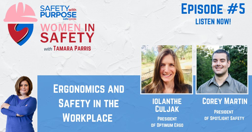 safeopedia's tweet photo. In episode five of Women in Safety we are talking to Iolanthe Culjak and Corey Martin about workplace Ergonomics and how to increase safety in our work environments using ergonomic methods. Listen here: https://t.co/fgWDTJbeqt
#womeninsafety #safetywithpurpose #resource #podcast https://t.co/Buonilg1dM