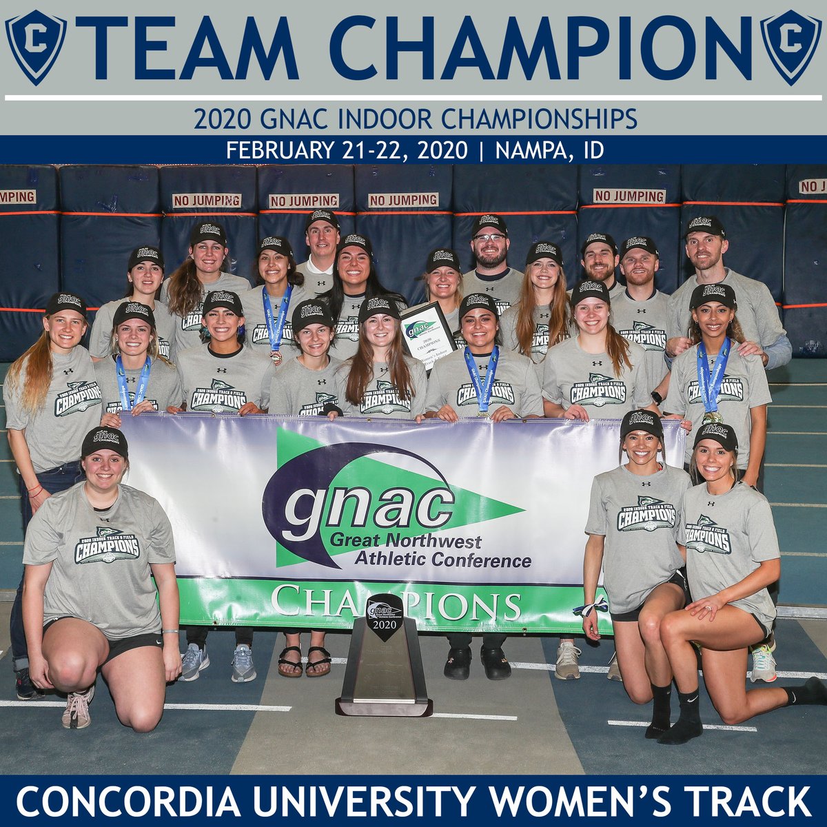 gocugo's tweet photo. CHAMPIONS | The #CavTF women battled tough all weekend and made a strong final push to claim the 2020 #GNACTF indoor team title on Saturday in Idaho. https://t.co/s3izrnpDyO