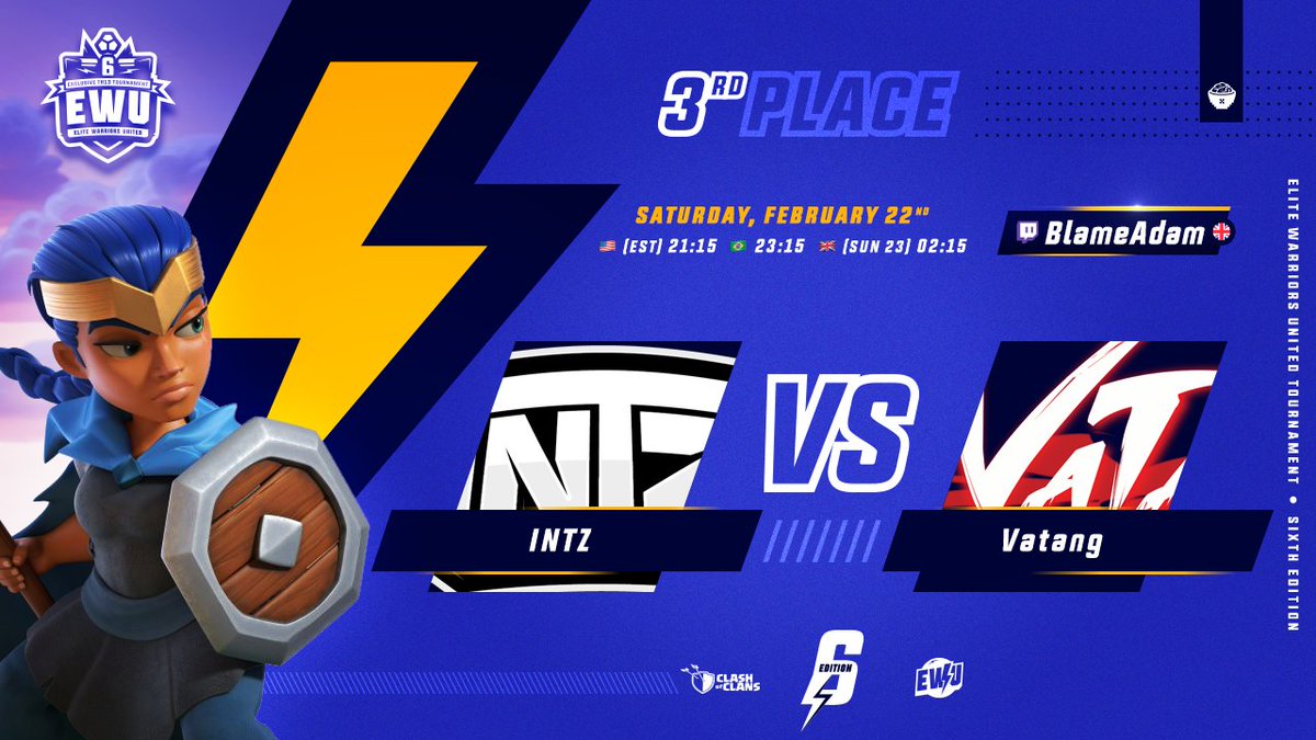 AdamCasts's tweet image. INTZ ESPORTS vs TEAM VATANG
What a war we have lined up for you tonight!  Podium place on the line as these 2 World Championship Qualifiers go head to head in a massive best of 2 Esports match up. 
#clashesports 

Twitch: twitch.tv/blameadam
YouTube: youtube.com/c/time2clash/l…