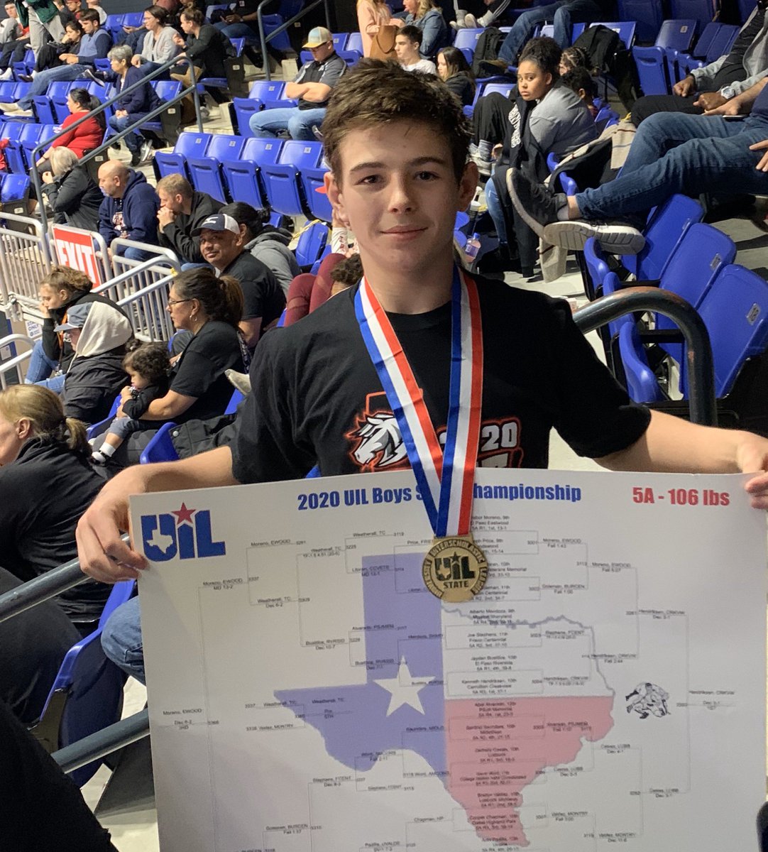 The 5A State Champion 106 lb Wrestler is from Creekview High School #cfbisd #betheexception #statechamp #uilwrestling