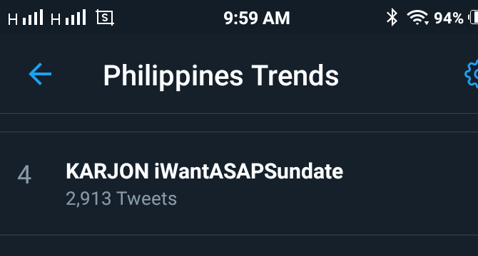 iamMUniv's tweet photo. Highest spot peak atm ~
4th spot nationwide! 

@ASAPOFFICIAL @iwantasapofc @Alco_Guerrero @iwant @vaughnic @chineebop @jumarjomar @gerromeesguerra @starhuntabscbn @iamcynthiabear @BonitaMuf @raymdizon @direklauren

@MissKareee @AljonMendoza_

#KarJon 
KARJON iWantASAPSundate https://t.co/iETjinPy3R
