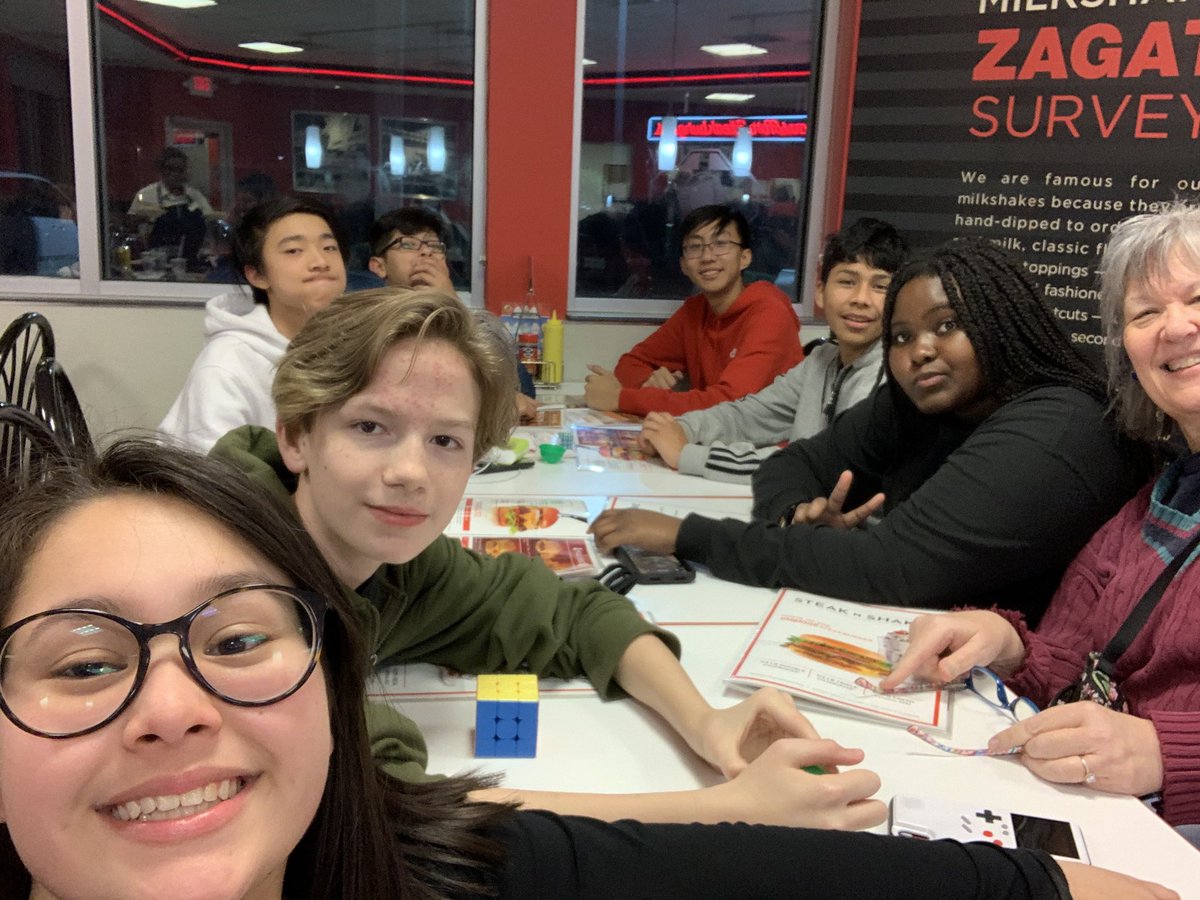 LHushfield's tweet photo. Victory dinner- Jimmy took 4th place in the tournament out of 105 competitors! Solving the cube in 9.77 seconds! AMAZING! #apollogearup; ⁦@Apollo_JH⁩; #risd say something https://t.co/N6kRlNeYe7