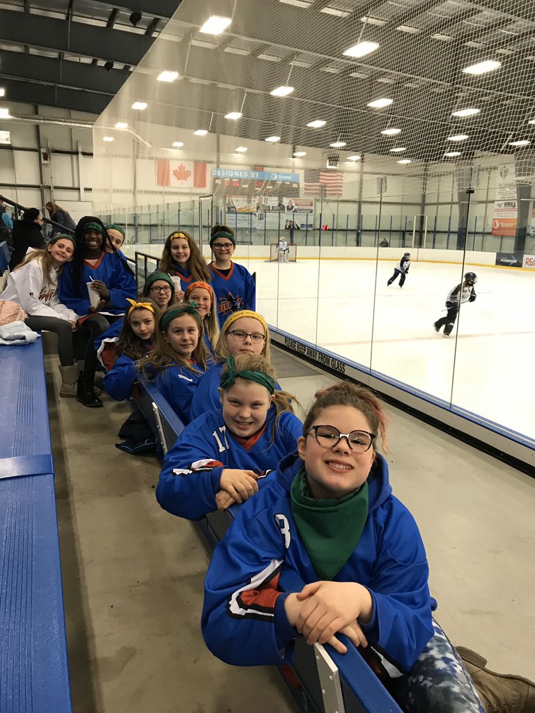 TOBANRL's tweet photo. St James BOOM U12 are in the house to support MB Intact as the fight for a playoff spot vs BC Thunder (nice Ringette Canada bandannas)@ringettecanada https://t.co/wTjJqoOvvo