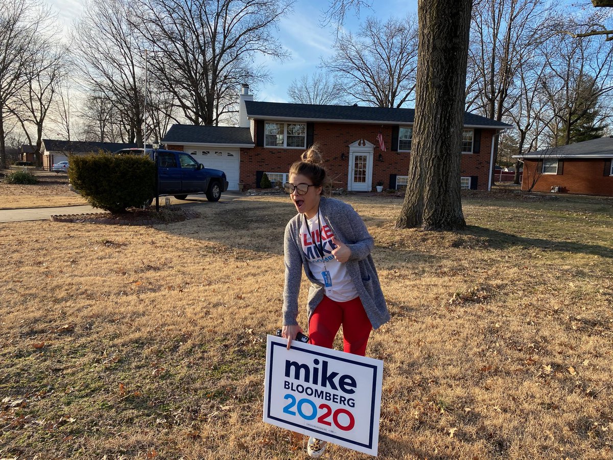 brittninonn's tweet image. ANOTHER ONE ?! Ugh yea @MikeBloomberg - just putting all the undecided votes in the ground - sign after sign (yes I sang Cyndi Laupers - “time after time” song in the form of “sign after sign” when that happened 😂 good day at work cracking myself up ! #gomike #MikeBloomberg