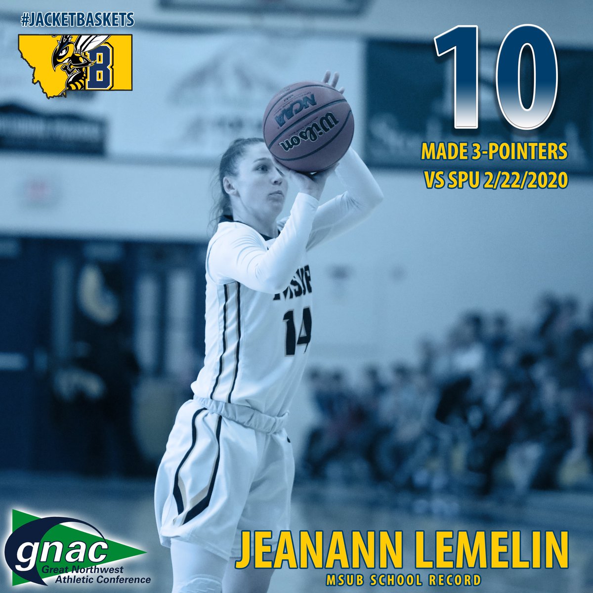 MSUBWBB's tweet photo. Jeanann Lemelin. Single game 3-point record holder at MSUB. #Elite https://t.co/PvFuZkb03F