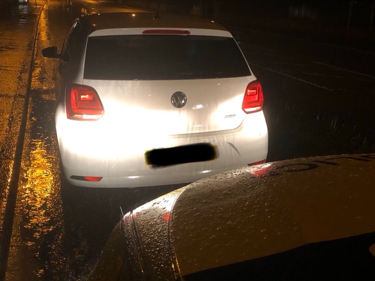LancsRoadPolice's tweet photo. Car in St Annes was being driven on the wrong side of the road with a flat tyre, it failed to stop for police before being dumped in the middle of a junction! The driver stated they didnโt think police wanted to stop them, driver arrested sec4 rta, car recovered #HO48 #T2TacOps https://t.co/9Hka411m3K