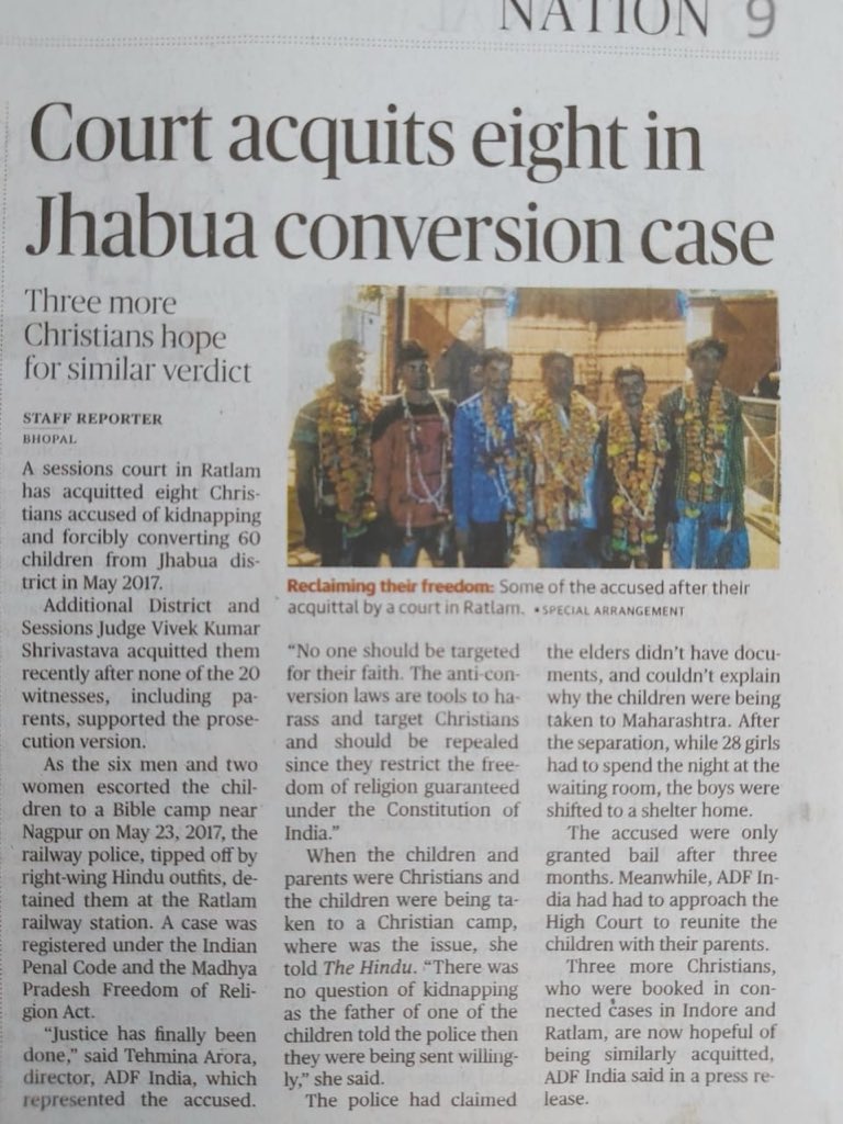 ConversionOK's tweet image. May we remember this case whenever anyone talks about implementing anti-conversion laws, which are only meant to harass new believers, most of whom are generally not aware of their rights. 
#Conversion #ForcedConversion #AntiConversionLaws
(THE HINDU, 21.02.2020)