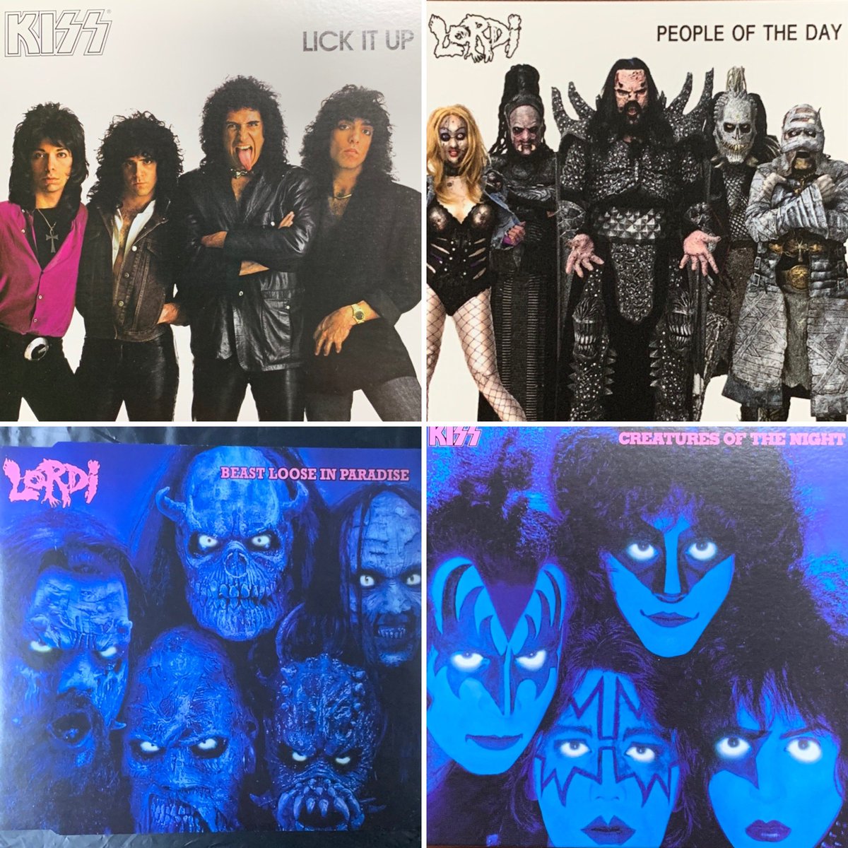 FigureMaster963's tweet photo. #LORDI のニューアルバム #killection が素晴らしい内容。架空のコンピレーション・アルバムとの事で、この曲はこのアルバムから収録という解説とともに架空のアルバムジャケットが載っているんだけど…その中の大半がKISSパロディ。
過去にもシングルでcreaturesのパロディをやったけど(笑) https://t.co/HgcBVkfTt7