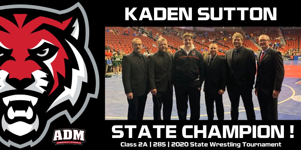 admschools's tweet photo. Join us in congratulating Kaden Sutton on winning the 285 championship at the state wrestling tournament!

#WinEachDay | #WeAreADM https://t.co/Fokp1Wkcc3