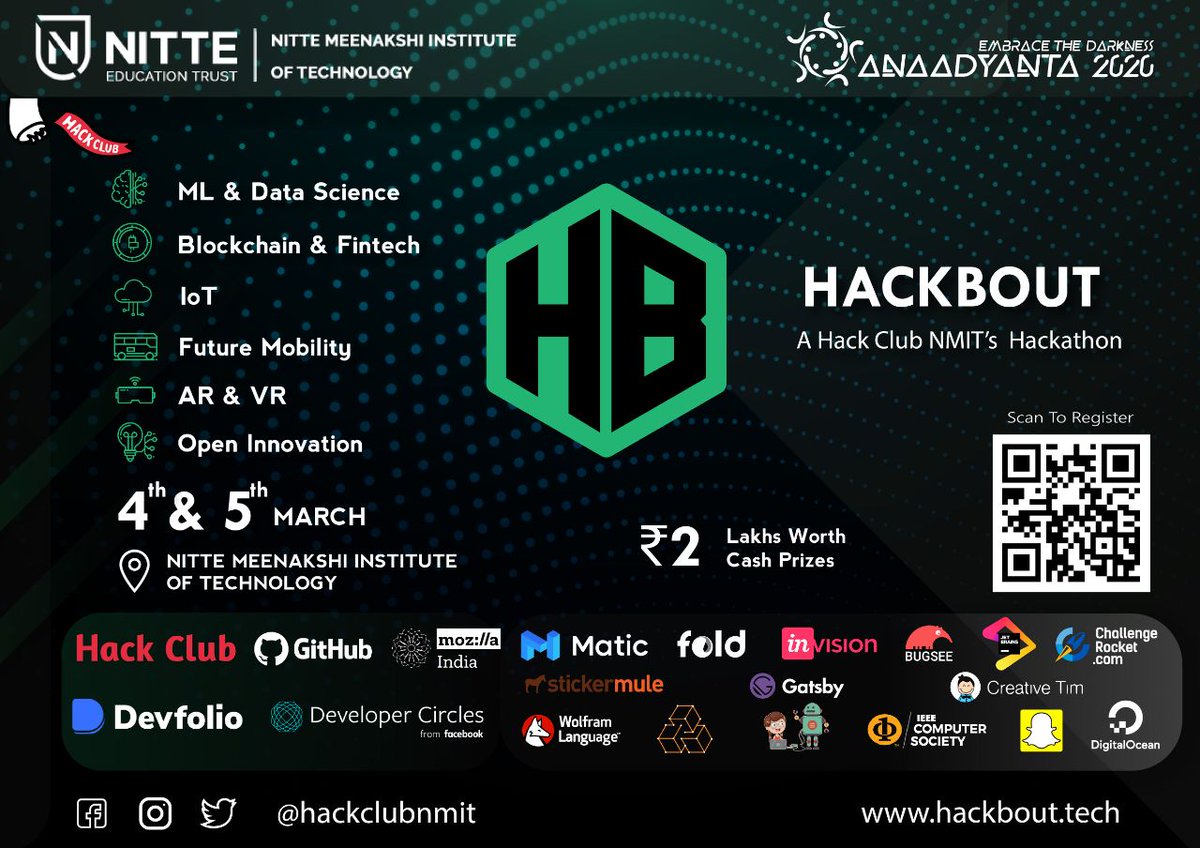 mozillablr's tweet photo. Happy to announce that @mozillablr is an official Community Partner for Hackbout, a 36 hour hackathon being organised by @HackClubNmit.

Register: https://t.co/5WCzTemDeK

Find @mozillareps at the event to talk about the open web and the latest at Mozilla Research.

#mozillablr https://t.co/j9NyhhAU3Q