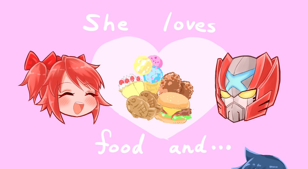 food 1girl closed eyes smile pink hair open mouth blush  illustration images