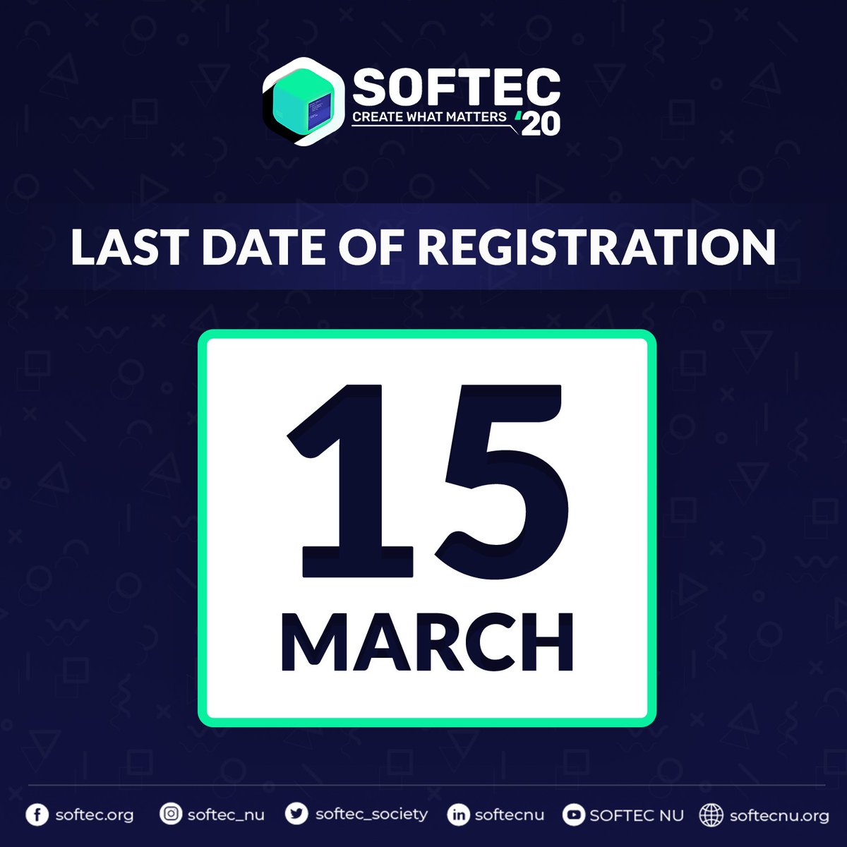 softecfast's tweet photo. https://t.co/gC62gHmp1V
SOFTEC '20 is getting closer by every passing day and seats are running out! Such is the prestigious nature of the biggest IT Expo in Pakistan!
Register now! 
#SOFTEC2020 #SOFTEC #ITExtravaganza #Registration #Deadline #CreateWhatMatters https://t.co/wvK4GoNp3F