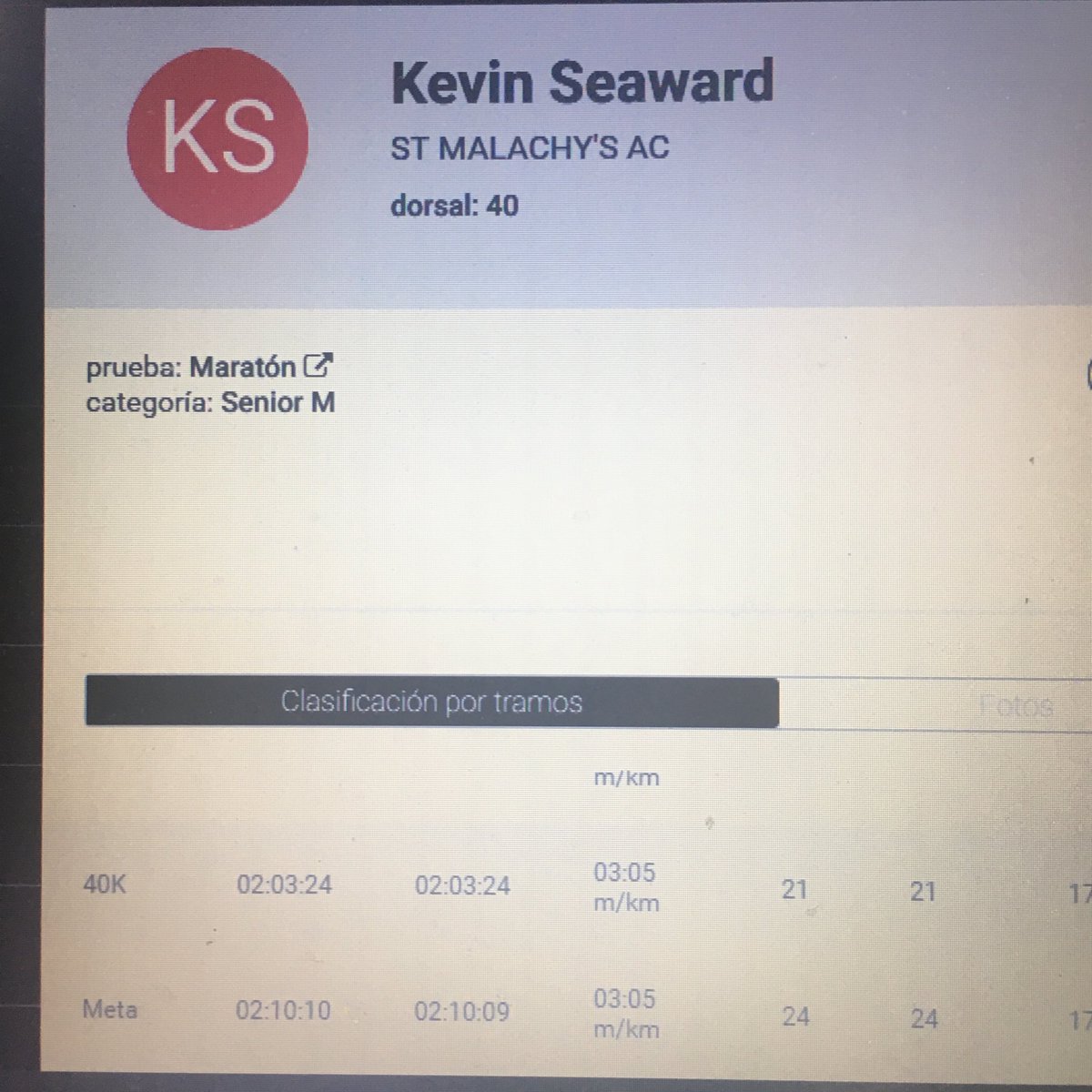 Wow. Super marathon running by ⁦<a href="/Kevrunning/">Kevin Seaward OLY</a>⁩ in Seville: 2:10:10 should get him to his second Olympics; improves his previous best of 2:13:39 and now 2nd fastest Irish man behind John Treacy’s 2:09:15