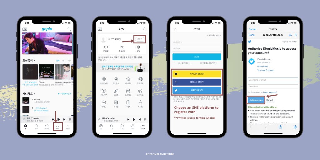 COTTONBLANKIE's tweet photo. [GENIE TUTORIAL] Do follow the steps on how to create a Genie Account for Junmyeon's Upcoming Solo Album !! 

✨ As we need Genie Accounts to activate the Streaming Passes, please donate any Extra Accounts to us through DM. Thank you~ ✨  

#수호 #SUHO #준면 #JUNMYEON https://t.co/Jg3yBzsjrL