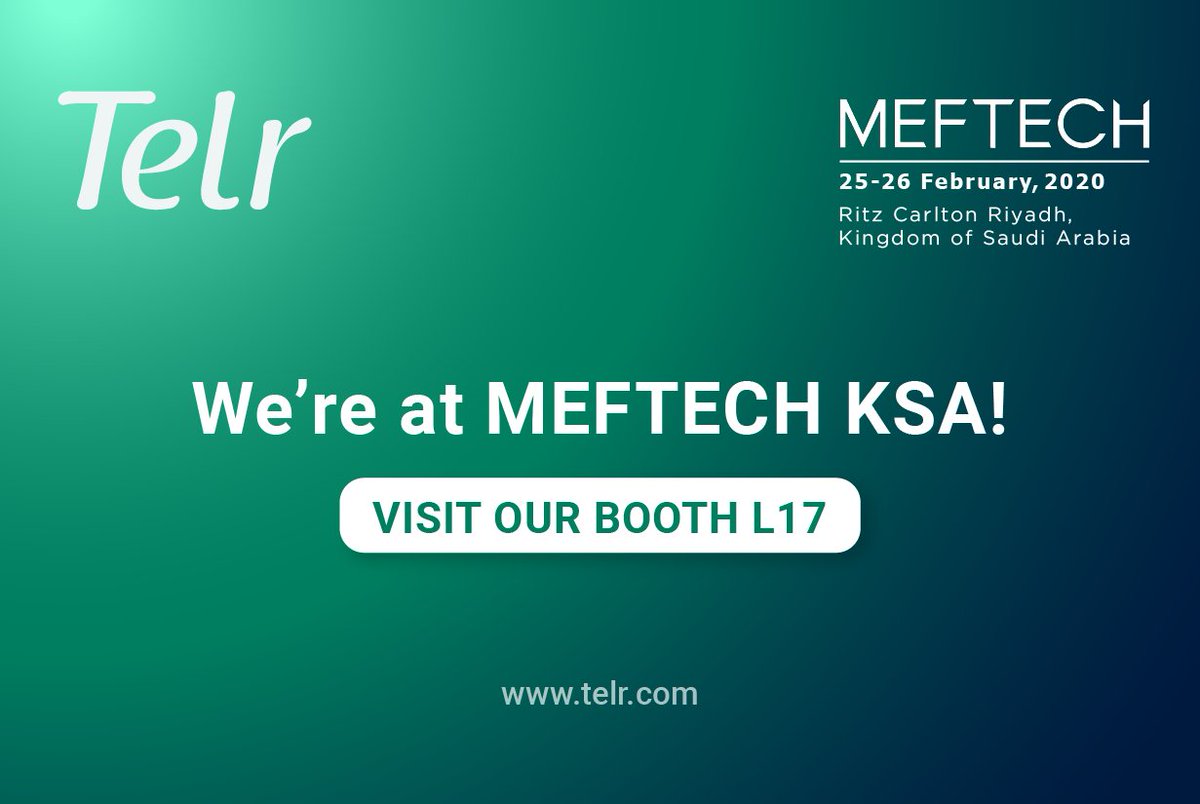 TelrDotCom's tweet photo. Join us at MEFTECH KSA [Booth L17] | Ritz Carlton, Riyadh on February 25-26! Meet our payment experts and let them help you simplify and customize your payment experience.

#MeftechKSA #Meftech2020 #Telr #PaymentGateway https://t.co/WKyDTJm3Lu