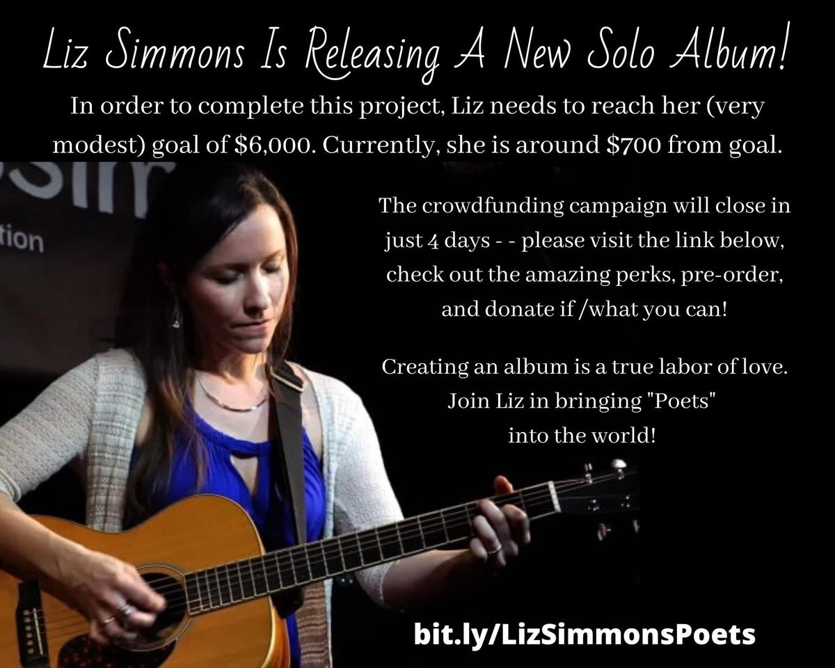 Only a few days left to pre-order and support the making of "Poets", the new solo album from Liz Simmons! 🎶  ➡️bit.ly/LizSimmonsPoets