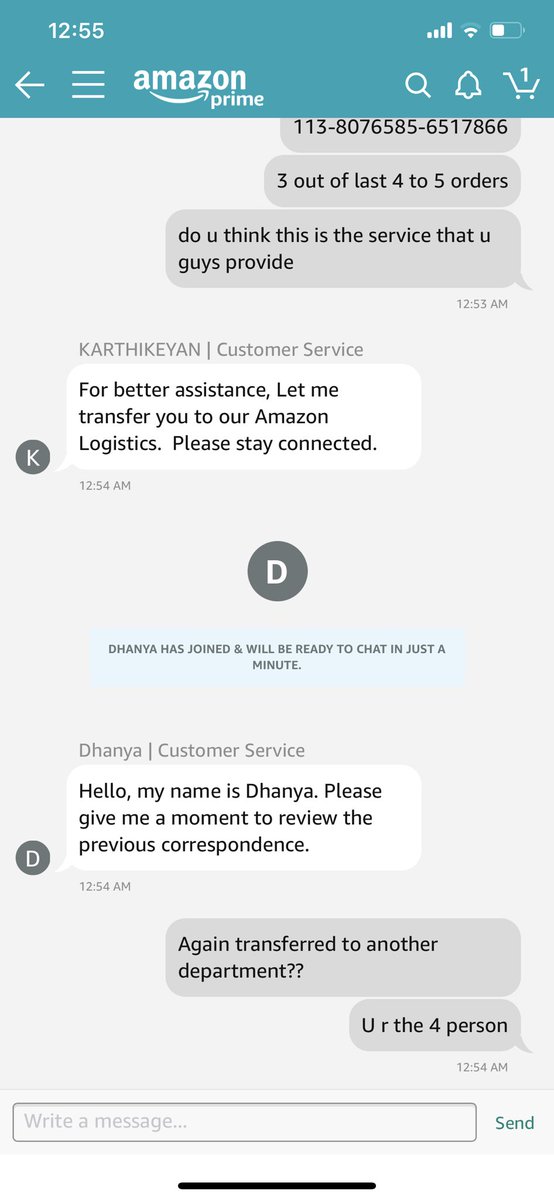 trueIndian_s's tweet image. See how many times ur reps transferring to different and see their immature answers #amazon #amazoncheating