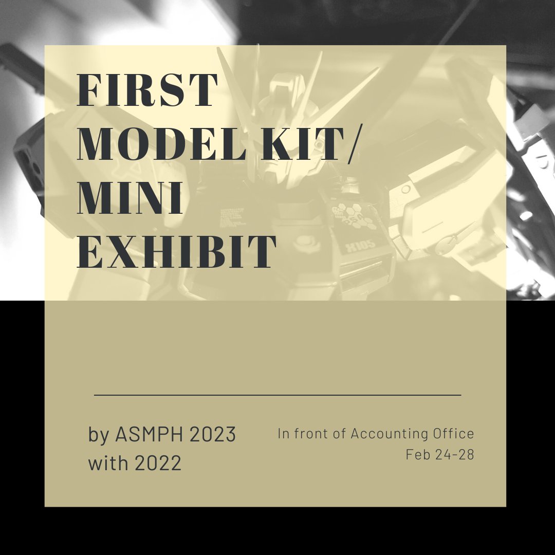 ASMPH2023's tweet photo. Giant robots and figurines?

ASMPH 2023 with 2022 presents their first model kit and mini exhibit!

This exhibit aims to showcase an avenue for medical students to relax and to express their creativity! Please drop by to see our participants' works! https://t.co/VBloa4nIev